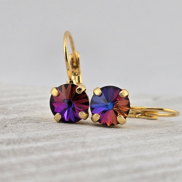 Austrian Crystal Earrings in Gold Plate - Picture 4 of 8